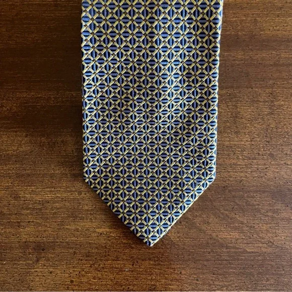 Yellow Blue Men’s Tie Land’s End - Picture 3 of 4